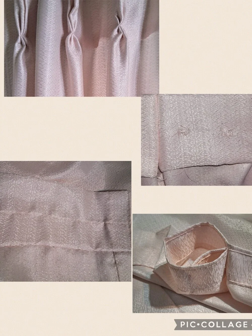 Mid Century Custom Triple Pinch Pleated Draperies - Light Pink - 2 Panels